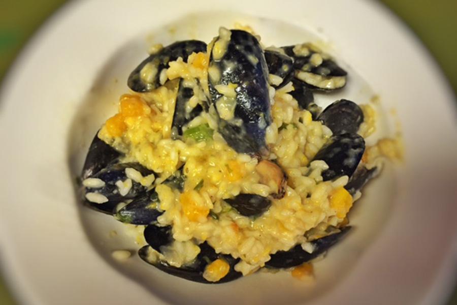 Risotto au courge et moules